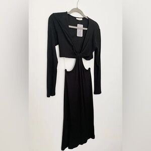 Black Long Sleeve Dress with Cutouts